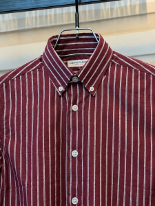 Maroon Stripe Shirt. 𝗚𝗮𝗿𝗺𝗲𝗻𝘁 𝗖𝗼𝘁𝘁𝗼𝗻 𝗙𝗮𝗯𝗿𝗶𝗰𝘀