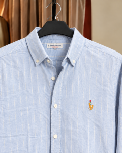 Sky Blue Stripe Shirt. 𝗚𝗮𝗿𝗺𝗲𝗻𝘁 𝗖𝗼𝘁𝘁𝗼𝗻 𝗙𝗮𝗯𝗿𝗶𝗰𝘀