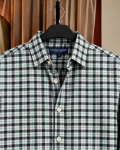 Black & White Check Shirt. 𝗚𝗮𝗿𝗺𝗲𝗻𝘁 𝗖𝗼𝘁𝘁𝗼𝗻 𝗙𝗮𝗯𝗿𝗶𝗰𝘀