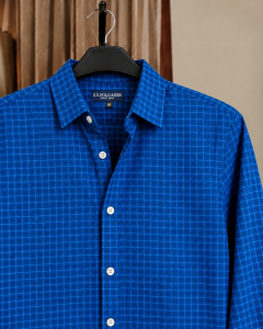 Blue Check Shirt. 𝗚𝗮𝗿𝗺𝗲𝗻𝘁 𝗖𝗼𝘁𝘁𝗼𝗻 𝗙𝗮𝗯𝗿𝗶𝗰𝘀