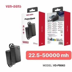 Ven-Dens 50000mAh VD-PB063 22.5W Fast Charging Power Bank with Digital Display
